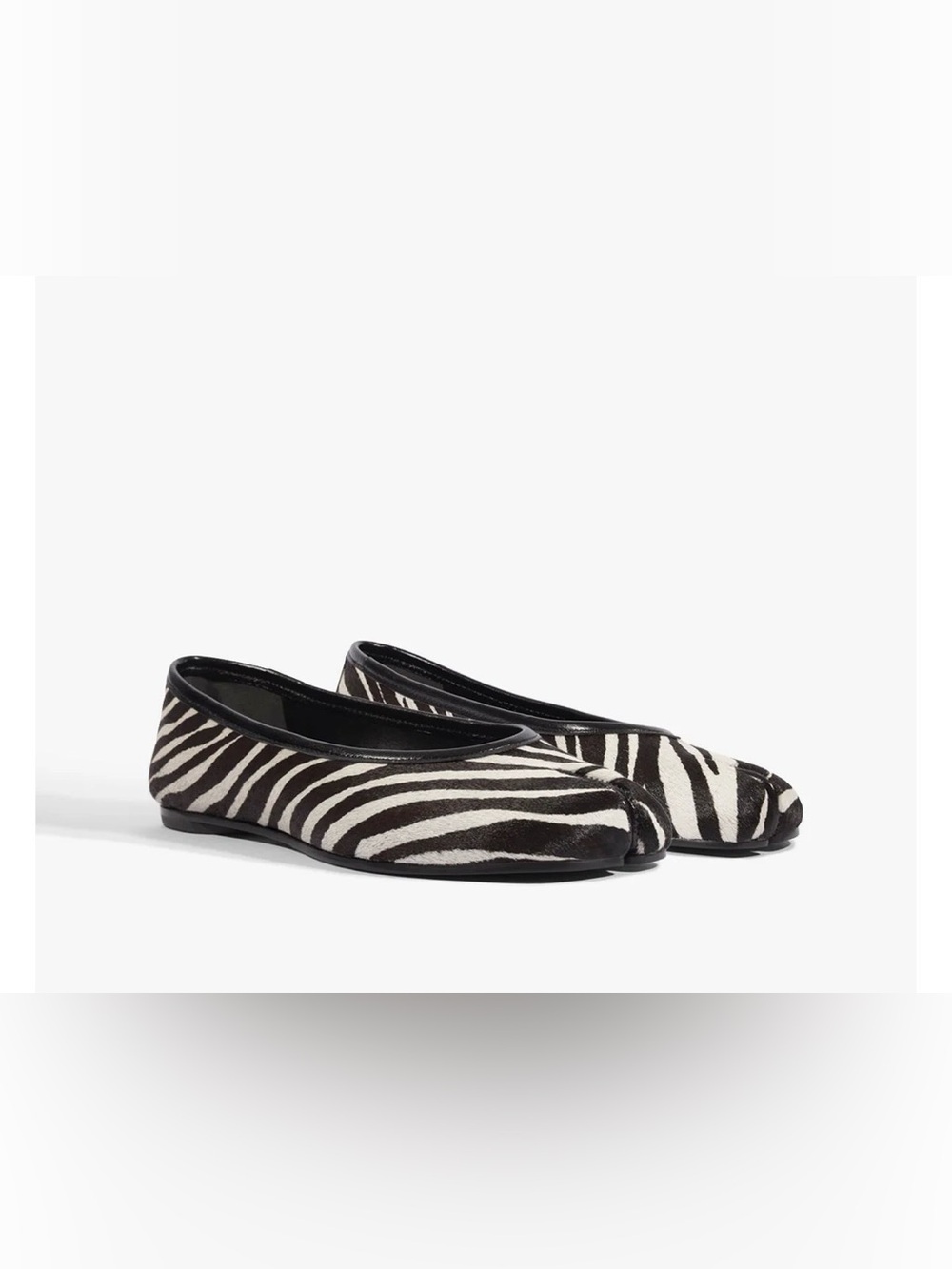 Schutz New IN Box Split Toe Zebra-Print Ballet Flats in Black and White